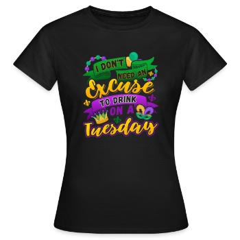 Drôle mardi gras mardi gras mardi gras masque de perles - T-shirt Femme - noir - Devant - AI Model Female 172 dark (172cm)