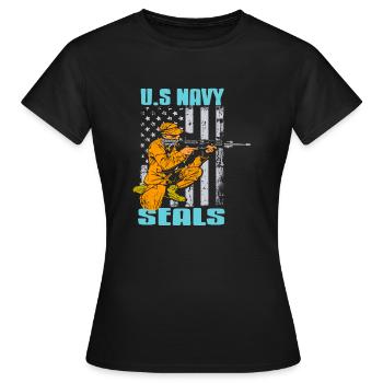 U.S NAVY Seals Retro Awesome Navy Soldier T-Shirt - Frauen T-Shirt - Schwarz - Vorne - AI Model Female 172 dark (172cm)
