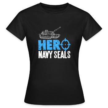 HERO NAVY Seals Retro Vintage Navy Army Designs - Frauen T-Shirt - Schwarz - Vorne - AI Model Female 172 dark (172cm)
