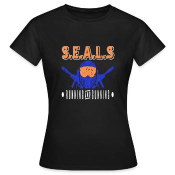 S.E.A.L.S Running & Gunning Retro NAVY Designs - T-shirt Femme - noir - Devant - AI Model Female 172 dark (172cm)