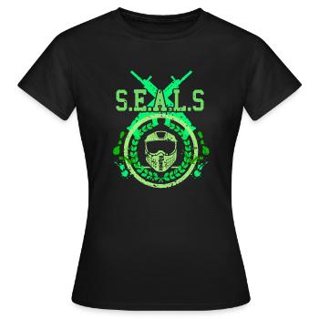 S.E.A.L.S Awesome Retro NAVY Seals Designs - T-shirt Femme - noir - Devant - AI Model Female 172 dark (172cm)