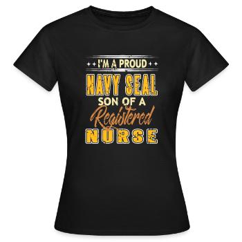 Je suis un fier NAVY SEAL Fils d’une infirmière autorisée - T-shirt Femme - noir - Devant - AI Model Female 172 dark (172cm)