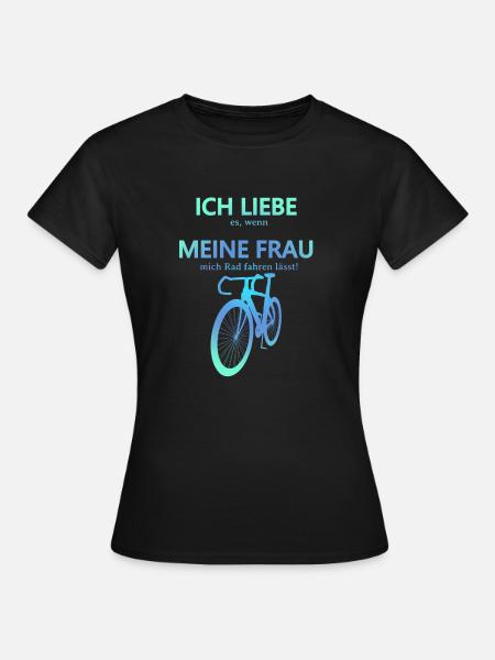 Rennrad Liebe meine Frau 3D Perspektive Türkis - Frauen T-Shirt - Schwarz