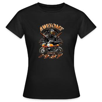 Awesome since 1987, Biker Geburtstag - Frauen T-Shirt - Schwarz - Vorne - AI Model Female 172 dark (172cm)