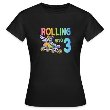 3e anniversaire patin à roues alignées - T-shirt Femme - noir - Devant - AI Model Female 172 dark (172cm)