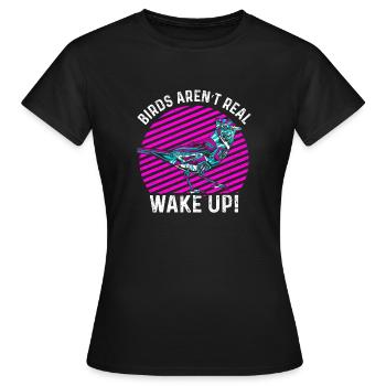 Birds Are Not Real - Women's T-Shirt - black - Front - AI Model Female 172 dark (172cm)