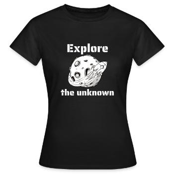 Explore The Unknown Retro Outer Space Designs - Women's T-Shirt - black - Front - AI Model Female 172 dark (172cm)