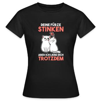 Deine Fürze stinken aber Ich liebe Dich - Frauen T-Shirt - Schwarz - Vorne - AI Model Female 172 dark (172cm)