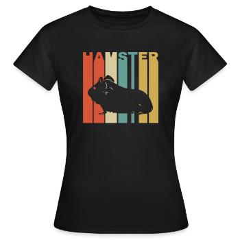 Hamster Fluffy Small Rodent Cage Cage - T-shirt Femme - noir - Devant - AI Model Female 172 dark (172cm)