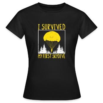J’ai survécu à mon premier saut en parachute - T-shirt Femme - noir - Devant - AI Model Female 172 dark (172cm)