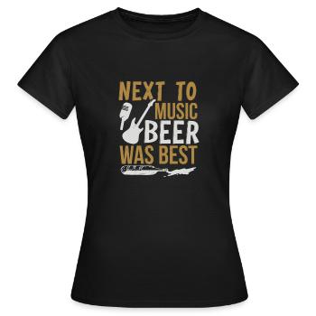 À CÔTÉ DE LA MUSIQUE, LA BIÈRE ÉTAIT LA MEILLEURE - T-shirt Femme - noir - Devant - AI Model Female 172 dark (172cm)