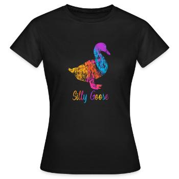 Silly Goose On The Loose Funny Goose Meme - T-shirt Femme - noir - Devant - AI Model Female 172 dark (172cm)