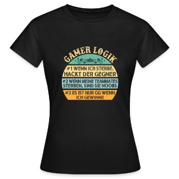 Gamer Logik Gaming Video Games Multiplayer Zocker - Frauen T-Shirt - Schwarz - Vorne - AI Model Female 172 dark (172cm)
