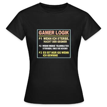 Gamer Logik Gaming Video Games Multiplayer Zocker - Frauen T-Shirt - Schwarz - Vorne - AI Model Female 172 dark (172cm)