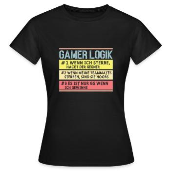 Gamer Logik Gaming Video Games Multiplayer Zocker - Frauen T-Shirt - Schwarz - Vorne - AI Model Female 172 dark (172cm)