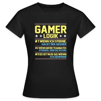 Gamer Logik Gaming Video Games Multiplayer Zocker - Frauen T-Shirt - Schwarz - Vorne - AI Model Female 172 dark (172cm)