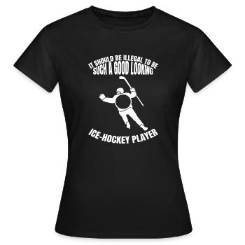 Eishockey Eishockeyspieler Hockeyfan Eishockeyteam - Frauen T-Shirt - Schwarz - Vorne - AI Model Female 172 dark (172cm)