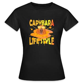Style de vie Capy - T-shirt Femme - noir - Devant - AI Model Female 172 dark (172cm)