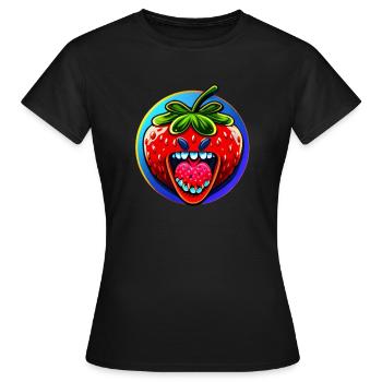 Erdbeeren machen glücklich und sind lecker - Frauen T-Shirt - Schwarz - Vorne - AI Model Female 172 dark (172cm)