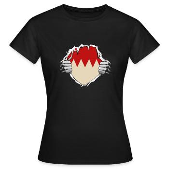Brust aufreißen Franken Franke Fränkisch - Frauen T-Shirt - Schwarz - Vorne - AI Model Female 172 dark (172cm)