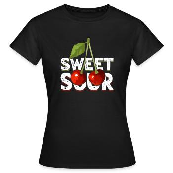 Sour cherries twin siblings design - T-shirt Femme - noir - Devant - AI Model Female 172 dark (172cm)