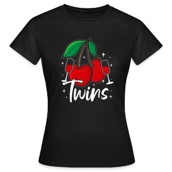 Sour cherries twin siblings design - T-shirt Femme - noir - Devant - AI Model Female 172 dark (172cm)