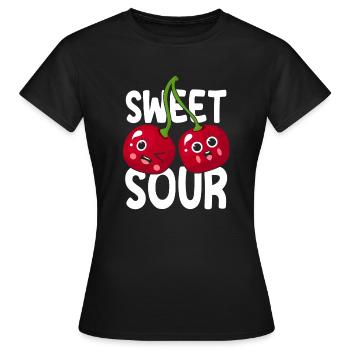 Sour cherries twin siblings design - T-shirt Femme - noir - Devant - AI Model Female 172 dark (172cm)