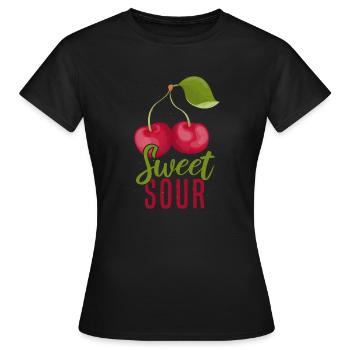 Sour cherries twin siblings design - T-shirt Femme - noir - Devant - AI Model Female 172 dark (172cm)