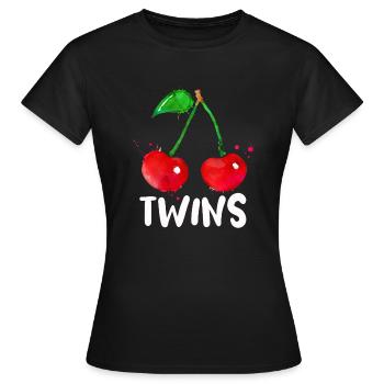Sour cherries twin siblings design - T-shirt Femme - noir - Devant - AI Model Female 172 dark (172cm)