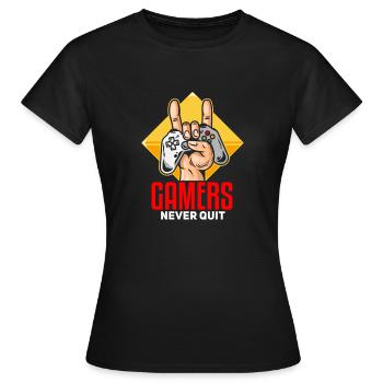 Gamers never Quit - Women's T-Shirt - black - Front - AI Model Female 172 dark (172cm)