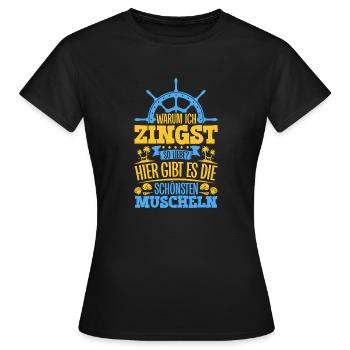 Schöne Muscheln - Warum ich Zingst so liebe - Frauen T-Shirt - Schwarz - Vorne - AI Model Female 172 dark (172cm)