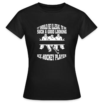 Joueur de hockey sur glace Fan de hockey Équipe de hockey sur glace Hockey sur glace - T-shirt Femme - noir - Devant - AI Model Female 172 dark (172cm)