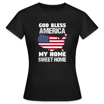 DIEU BÉNISSE L’AMÉRIQUE MA MAISON DOUCE HOM - T-shirt Femme - noir - Devant - AI Model Female 172 dark (172cm)