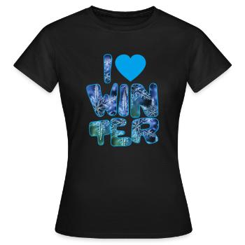 Mots d’hiver avec flocons de neige pour les amateurs d’hiver - T-shirt Femme - noir - Devant - AI Model Female 172 dark (172cm)