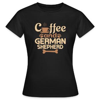 coffe and german shepherd pet lover - Women's T-Shirt - black - Front - AI Model Female 172 dark (172cm)