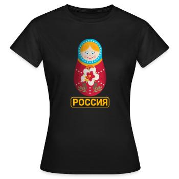 Matryoschka Krasavica Babuschka Russland - Frauen T-Shirt - Schwarz - Vorne - AI Model Female 172 dark (172cm)
