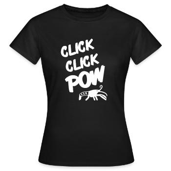 CLICK CLICK POW Retro Funny Pistol Shrimp Designs - Women's T-Shirt - black - Front - AI Model Female 172 dark (172cm)