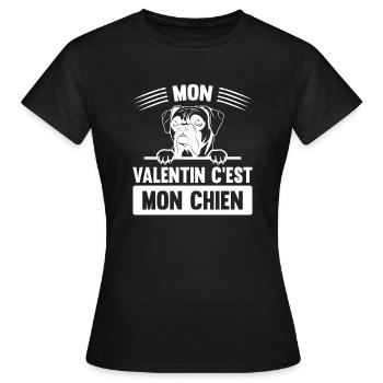 MON VALENTIN C EST MON CHIEN - T-shirt Femme - noir - Devant - AI Model Female 172 dark (172cm)
