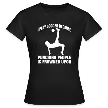 Fußballspieler Fußballmannschaft Fußballdesign - Frauen T-Shirt - Schwarz - Vorne - AI Model Female 172 dark (172cm)
