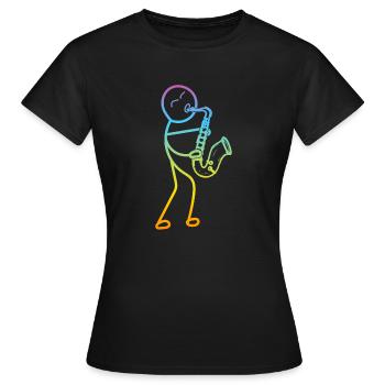 Saxophone Stick Figure Saxophone Player Sax Player - Women's T-Shirt - black - Front - AI Model Female 172 dark (172cm)