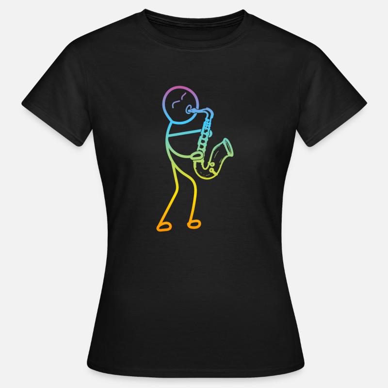 Saxofon Stick Figur Saxofon Player Sax Player - Dame-T-shirt - sort