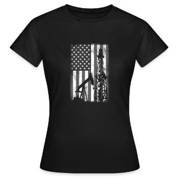 Oil Field Oil Rig Oil Rig US Flag - Women's T-Shirt - black - Front - AI Model Female 172 dark (172cm)
