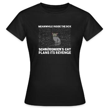 Pendant ce temps, Inside The Box Funny Schrödinger’s Cat - T-shirt Femme - noir - Devant - AI Model Female 172 dark (172cm)
