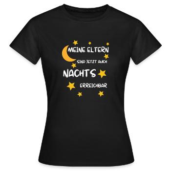 Eltern Nachts erreichbar Baby Geburt Geschenk - Frauen T-Shirt - Schwarz - Vorne - AI Model Female 172 dark (172cm)