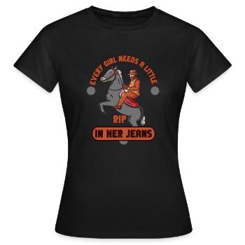 Chaque fille a besoin d’une petite déchirure dans son jean - T-shirt Femme - noir - Devant - AI Model Female 172 dark (172cm)