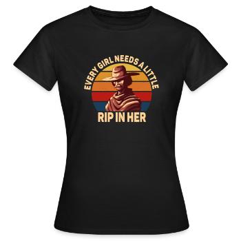 Chaque fille a besoin d’une petite déchirure dans son jean - T-shirt Femme - noir - Devant - AI Model Female 172 dark (172cm)