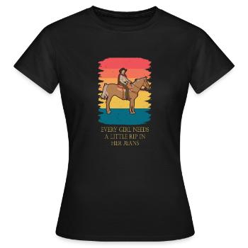 Chaque fille a besoin d’une petite déchirure dans son jean - T-shirt Femme - noir - Devant - AI Model Female 172 dark (172cm)