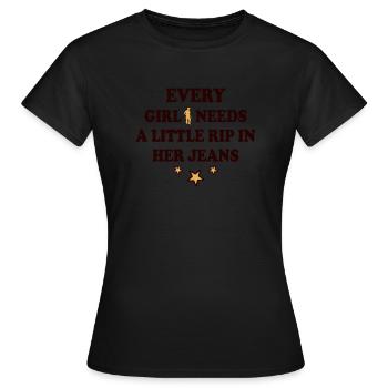 Chaque fille a besoin d’une petite déchirure dans son jean - T-shirt Femme - noir - Devant - AI Model Female 172 dark (172cm)