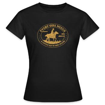 Chaque fille a besoin d’une petite déchirure dans son jean - T-shirt Femme - noir - Devant - AI Model Female 172 dark (172cm)
