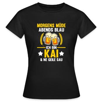 Kai - Frauen T-Shirt - Schwarz - Vorne - AI Model Female 172 dark (172cm)